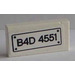 LEGO White Tile 1 x 2 with &#039;B4D 4551&#039; Sticker with Groove (3069)