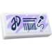 LEGO White Tile 1 x 2 with Barcode, Microphone and &#039;JD&#039; Sticker with Groove (3069)
