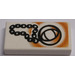 LEGO White Tile 1 x 2 with Black Ball on Chain with Groove (3069 / 50246)