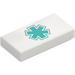 LEGO White Tile 1 x 2 with Blue EMT Logo with Groove (3069 / 103172)