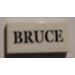 LEGO White Tile 1 x 2 with &quot;BRUCE&quot; Sticker with Groove (3069)