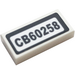 LEGO White Tile 1 x 2 with &#039;CB60258&#039; Sticker with Groove (3069)