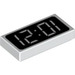 LEGO White Tile 1 x 2 with Digital Clock Pattern showing 12:01 (or 10:21) with Groove (3069 / 81268)