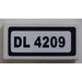 LEGO White Tile 1 x 2 with &#039;DL 4209&#039; Sticker with Groove (3069)