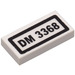 LEGO White Tile 1 x 2 with &#039;DM 3368&#039; Licence Plate Sticker with Groove (3069)