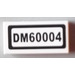 LEGO White Tile 1 x 2 with &#039;DM60004&#039; Sticker with Groove (3069)