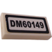 LEGO White Tile 1 x 2 with &quot;DM60149&quot; Sticker with Groove (3069)