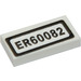LEGO Wit Tegel 1 x 2 met &quot;ER60082&quot; Sticker met groef (3069)