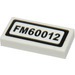 LEGO White Tile 1 x 2 with &quot;FM60012&quot; Sticker with Groove (3069)