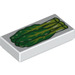 LEGO White Tile 1 x 2 with Green Gai Lan with Groove (3069 / 49926)