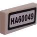 LEGO White Tile 1 x 2 with HA60049 License Plate Sticker with Groove (3069)