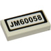 LEGO Wit Tegel 1 x 2 met &quot;JM60058&quot; Sticker met groef (3069)