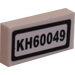 LEGO White Tile 1 x 2 with KH60049 License Plate Sticker with Groove (3069)