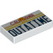 LEGO White Tile 1 x 2 with &#039;OUTATIME&#039; with Groove (3069 / 15510)