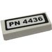 LEGO White Tile 1 x 2 with &#039;PN 4436&#039; Sticker with Groove (3069)