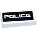 LEGO White Tile 1 x 2 with &#039;POLICE&#039; Sticker with Groove (3069)