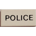 LEGO Weiß Fliese 1 x 2 mit Polizei mit Nut (3069)