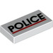 LEGO White Tile 1 x 2 with Police with Groove (3069 / 81869)
