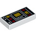 LEGO White Tile 1 x 2 with Red &amp; Yellow Controls with Groove (3069 / 68418)
