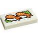 LEGO blanc Tuile 1 x 2 avec Sushi, Shrimp Autocollant avec rainure (3069)