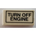 LEGO White Tile 1 x 2 with &#039;TURN OFF ENGINE&#039; Sticker with Groove (3069)