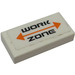 LEGO White Tile 1 x 2 with &#039;WORK ZONE&#039; Sticker with Groove (3069)