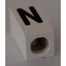 LEGO White Tile 1 x 2 x 5/6 with Stud Hole in End with Black &#039; N &#039; Pattern (upper case)