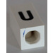 LEGO White Tile 1 x 2 x 5/6 with Stud Hole in End with Black &#039; u &#039; Pattern (lower case)