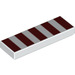 LEGO White Tile 1 x 3 with 5 Dark Red Stripes (1546 / 63864)