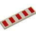 LEGO White Tile 1 x 4 with 5 Red Line and 4 White Sticker (2431)