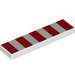 LEGO Weiß Fliese 1 x 4 mit 5 rot Streifen (2431 / 48135)