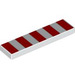 LEGO Weiß Fliese 1 x 4 mit 5 Rot Streifen (48135 / 83710)