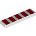 LEGO White Tile 1 x 4 with 5 Red Wide Stripes (2431 / 47216)