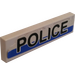 LEGO White Tile 1 x 4 with Police (Blue Stripe) Sticker (2431)