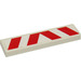 LEGO White Tile 1 x 4 with Red and White Danger Stripes 8186 Sticker (2431)