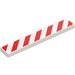 LEGO White Tile 1 x 6 with Red Hazard Stripes (6636)