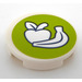 LEGO White Tile 2 x 2 Round with Apple and Banana on a Lime Circle Sticker with Bottom Stud Holder (14769)