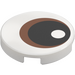 LEGO White Tile 2 x 2 Round with Black Pupil and Copper Iris with Bottom Stud Holder (49479 / 113421)