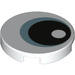 LEGO White Tile 2 x 2 Round with Black Pupil and Metallic Blue Iris with Bottom Stud Holder (14769 / 44690)