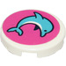 LEGO White Tile 2 x 2 Round with Jumping Dolphin (Right) Sticker with Bottom Stud Holder (14769)