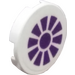 LEGO White Tile 2 x 2 Round with Purple Propeller Sticker with &quot;X&quot; Bottom (4150)