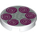 LEGO White Tile 2 x 2 Round with Purple Swirls with Bottom Stud Holder (14769 / 72416)