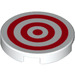 LEGO Weiß Fliese 2 x 2 Runden mit rot Concentric Circles mit unterem Bolzenhalter (14769 / 33512)
