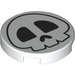 LEGO White Tile 2 x 2 Round with Skull with Bottom Stud Holder (69890 / 102203)