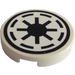 LEGO White Tile 2 x 2 Round with SW Republic Insignia Sticker with Bottom Stud Holder (14769)