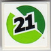 LEGO White Tile 2 x 2 with &#039;21&#039;, Green and Lime Circle (Right) Sticker with Groove (3068)