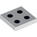 LEGO White Tile 2 x 2 with 4 Black Dots (Dice) with Groove (3068 / 84575)