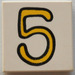 LEGO Weiß Fliese 2 x 2 mit &quot;5&quot; mit Nut (3068)