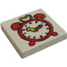 LEGO White Tile 2 x 2 with Alarm Clock with Groove (3068)