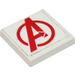 LEGO White Tile 2 x 2 with Avengers Logo Sticker with Groove (3068)